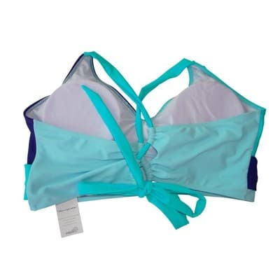 NWT-Rosvigor Womens Plus Size 3XL Colorblock Bikini Set Purple Teal High Waist - Thumbnail 6