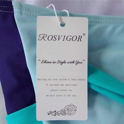 NWT-Rosvigor Womens Plus Size 3XL Colorblock Bikini Set Purple Teal High Waist - Thumbnail 5