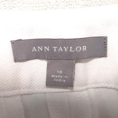 Ann Taylor Womens White Wide Leg Twill Dress Pants Trousers Size 10 - Thumbnail 2