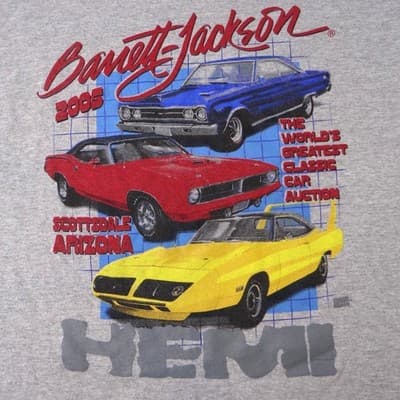 Vintage Mens Large Gray 2005 Barrett Jackson Scottsdale Arizona Hemi TShirt - Thumbnail 4