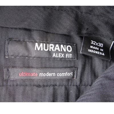 Murano Alex Fit Mens 32x30 Charcoal Gray Glen Plaid Check Dress Pants Trousers - Thumbnail 2