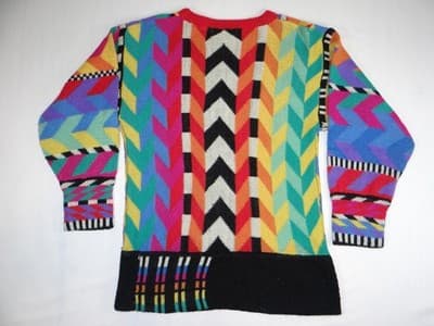 Vintage UNO & UNA Colorful Patterned Knit Sweater - Thumbnail 5