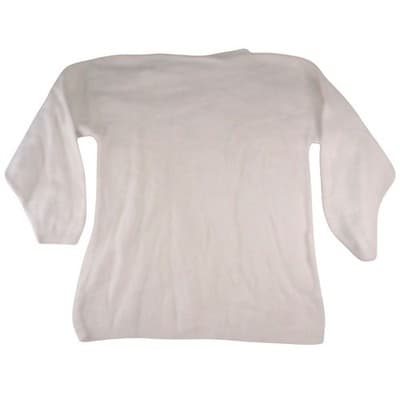 Blue Morgan Mens Cream White Floral Jacquard Textured Knit Crew Neck Sweater M - Thumbnail 3