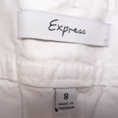 Express White Straight Leg Trousers Womens Size 8 Mid Rise Cotton Blend Pants - Thumbnail 2