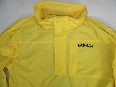Vintage Y2K Chaps Ralph Lauren Yellow Men's Windbreaker Jacket - Thumbnail 3