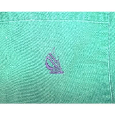 Vintage Nautica 90s Mens Green Cotton Twill Denim Collar Button Down Shirt L - Thumbnail 4