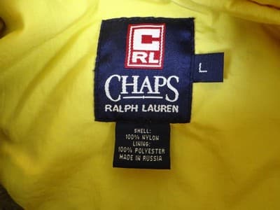 Vintage Y2K Chaps Ralph Lauren Yellow Men's Windbreaker Jacket - Thumbnail 4