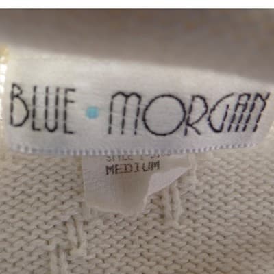 Blue Morgan Mens Cream White Floral Jacquard Textured Knit Crew Neck Sweater M - Thumbnail 2