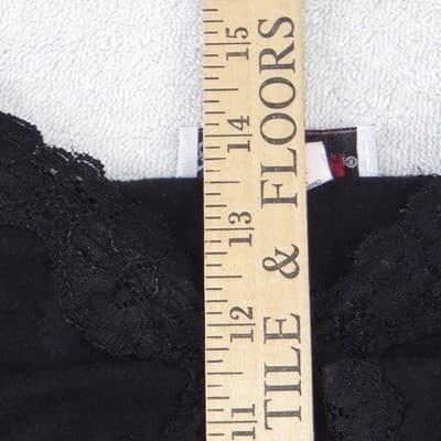 Self Esteem Womens Black Lace Trim Camisole V-Neck Adjustable Straps Tank Top L - Thumbnail 6
