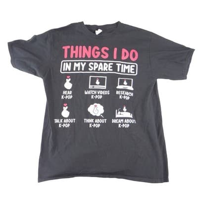 Port & Company K-Pop Things I Do In My Spare Time Graphic T-Shirt Black Large