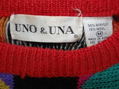 Vintage UNO & UNA Colorful Patterned Knit Sweater - Thumbnail 2