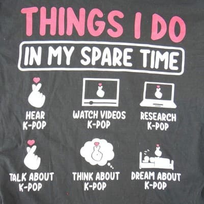 Port & Company K-Pop Things I Do In My Spare Time Graphic T-Shirt Black Large - Thumbnail 4