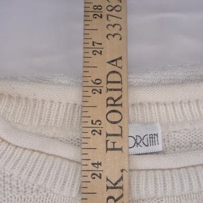 Blue Morgan Mens Cream White Floral Jacquard Textured Knit Crew Neck Sweater M - Thumbnail 5