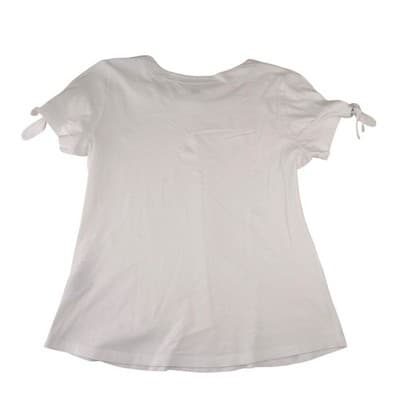 Karen Scott Womens White Short Sleeve Scoop Neck Tie Grommet Sleeve Top Size M - Thumbnail 3