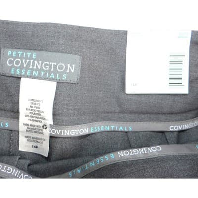 NWT Covington Essentials Petite Curvy Fit Wide Leg Dress Pants Gray 14P - Thumbnail 2