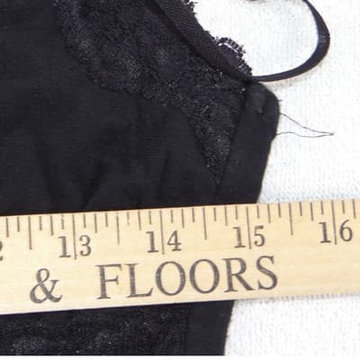 Self Esteem Womens Black Lace Trim Camisole V-Neck Adjustable Straps Tank Top L - Thumbnail 5