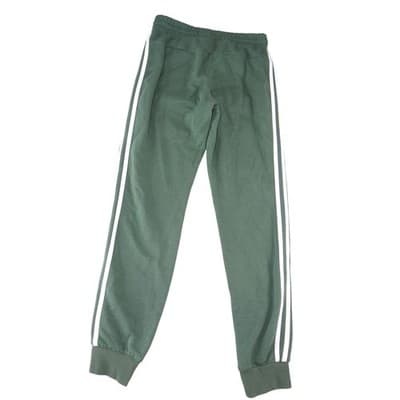 Adidas Mens 3-Stripe Fleece Jogger Sweatpants Green White Logo - Thumbnail 3