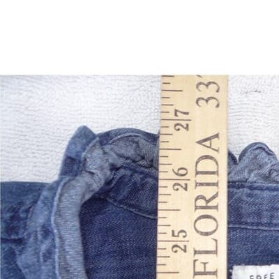 Free Assembly Womens XXL Blue Denim Ruffle Collar Short Sleeve Button Down Shirt - Thumbnail 5