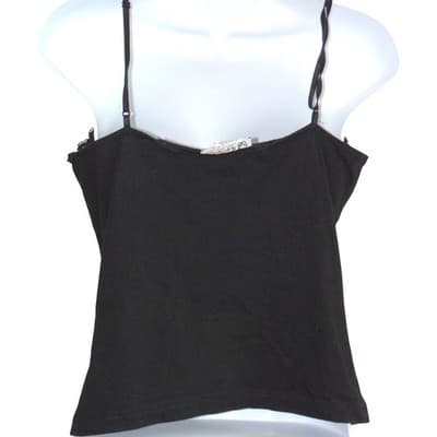 Self Esteem Womens Black Lace Trim Camisole V-Neck Adjustable Straps Tank Top L - Thumbnail 4
