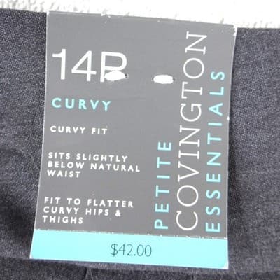 NWT Covington Essentials Petite Curvy Fit Wide Leg Dress Pants Gray 14P - Thumbnail 4