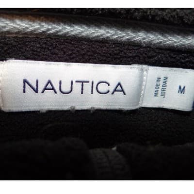 Nautica Mens Quarter Zip Fleece Pullover Charcoal Gray Logo Mock Neck Size M - Thumbnail 2