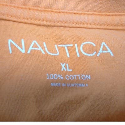 Nautica Sailing Graphic T-Shirt Mens XL Orange Coast to Coast Cotton Crewneck - Thumbnail 2
