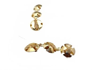 Vintage Gold Tone Triple Disc Drop Earrings - Thumbnail 3