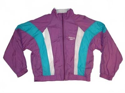 Vintage Reebok Women's Windbreaker Jacket Purple Teal White