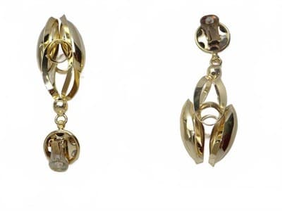 Gold Tone Modern Clip-On Earrings - Thumbnail 4