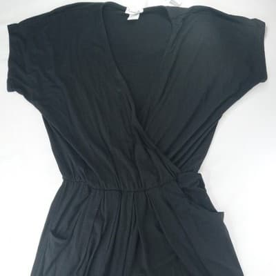 Loveappella Black Wrap Style Jersey Knit Jumpsuit Women's - Thumbnail 3
