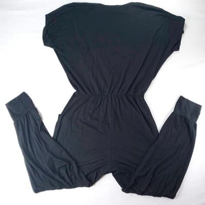 Loveappella Black Wrap Style Jersey Knit Jumpsuit Women's - Thumbnail 5