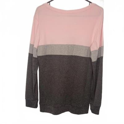 Color Block V-Neck Sweater by Unknown Brand - Women's Size S - Thumbnail 2