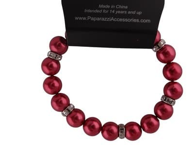 Paparazzi Red Beaded Bracelet with Silver Accents - Thumbnail 2
