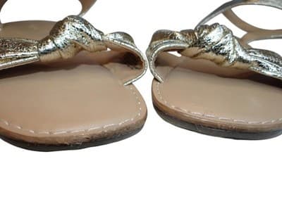 Chic Gold Metallic Bow Sandals - Thumbnail 9