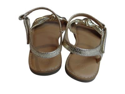 Chic Gold Metallic Bow Sandals - Thumbnail 6