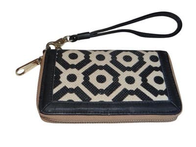 Sparrow Design Wristlet Wallet - Stylish Black and Cream Purse - Thumbnail 5