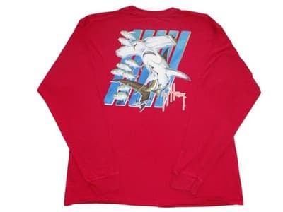 Guy Harvey Red Long Sleeve T-Shirt with Hammerhead Shark Graphic - Thumbnail 2