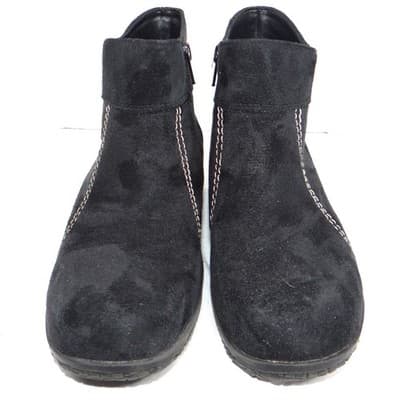 Basic Editions Women Black Suede Side Zip Ankle Boots Wide Width Size 8 - Thumbnail 3
