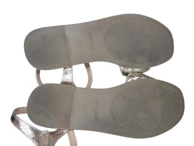 Chic Gold Metallic Bow Sandals - Thumbnail 8