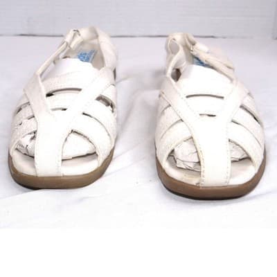 Classique Sport Women's White Strappy Wedge Sandals Size 7M - Thumbnail 4