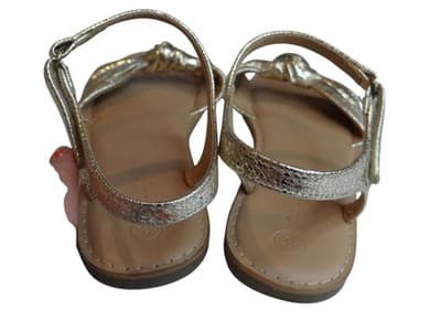 Chic Gold Metallic Bow Sandals - Thumbnail 5