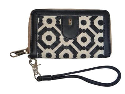 Sparrow Design Wristlet Wallet - Stylish Black and Cream Purse - Thumbnail 6