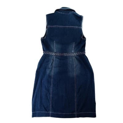 INC International Concepts Petite Sleeveless Denim Dress Zip Front Braided Belt - Thumbnail 6