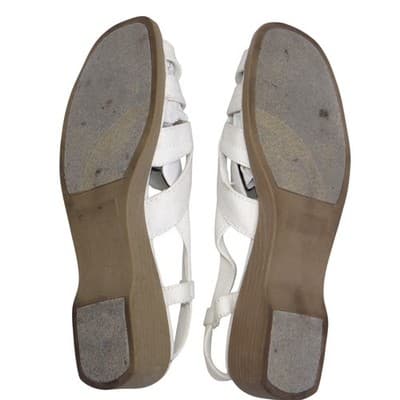 Classique Sport Women's White Strappy Wedge Sandals Size 7M - Thumbnail 8