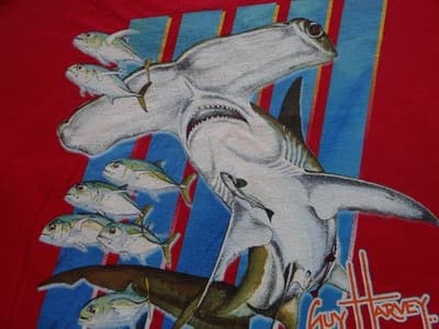 Guy Harvey Red Long Sleeve T-Shirt with Hammerhead Shark Graphic - Thumbnail 6