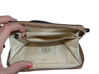 Sparrow Design Wristlet Wallet - Stylish Black and Cream Purse - Thumbnail 9