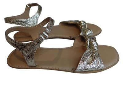 Chic Gold Metallic Bow Sandals - Thumbnail 7