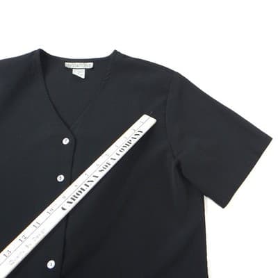 NOTATIONS Black Short Sleeve V Neck Button Front Tunic Top Women's Size M - Thumbnail 4