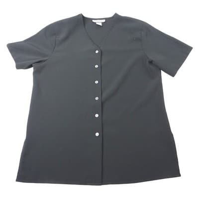 NOTATIONS Black Short Sleeve V Neck Button Front Tunic Top Women's Size M