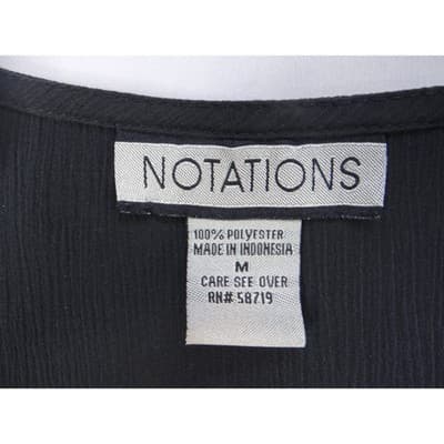 NOTATIONS Black Short Sleeve V Neck Button Front Tunic Top Women's Size M - Thumbnail 2